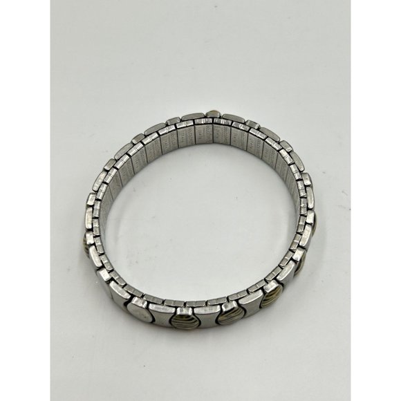 Italian Dolceoro Vintage Stretch Bracelet Elastic Stainless Steel w/ Gold Accent - Picture 5 of 7